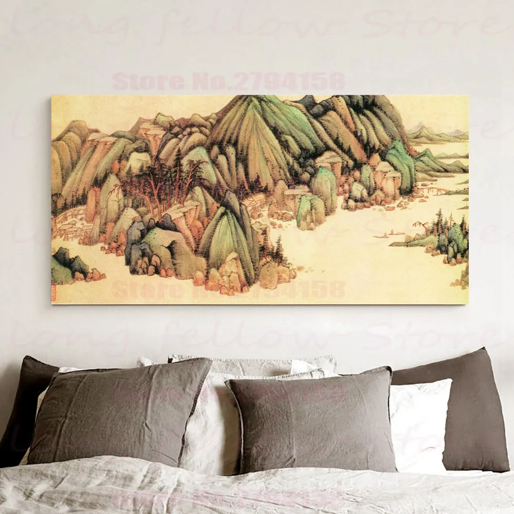Vintage Home Decorations Chinese Style Landscape Painting Canvas Print Retro Artwork for Room Office Wall Decor Drop Shipping Vintage Home Decorations Chinese Style Landscape Painting Canvas Print Retro Artwork for Room Office Wall Decor Drop Shipping