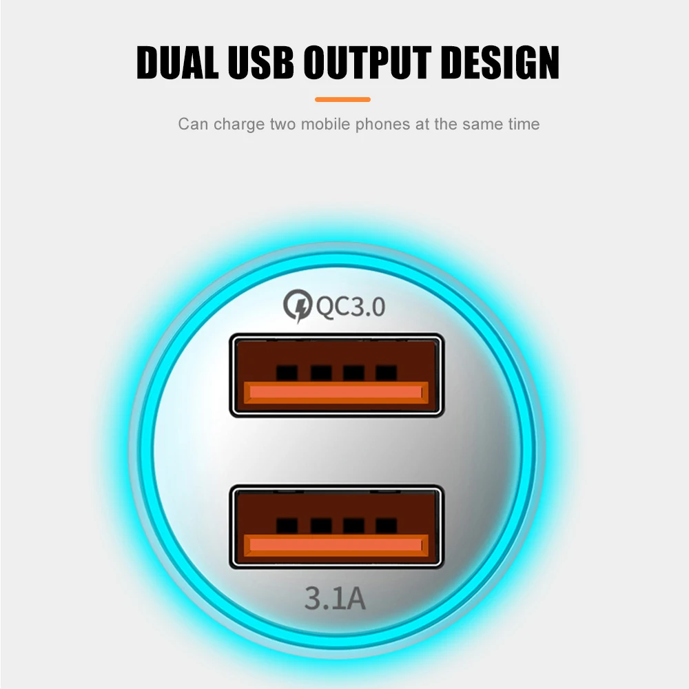 Двойной USB Halo автомобильное зарядное устройство автомобиля прочный для прикуривателя