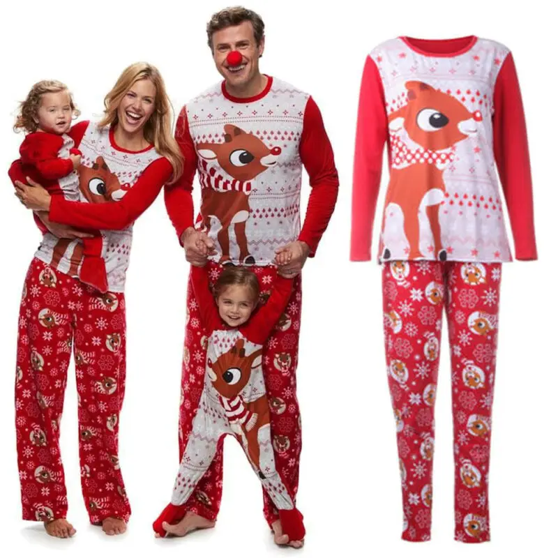 Рождество Семейные комплекты пижамы пижамный комплект на Рождество, Санта-Клауса, одежда для сна, одежда для сна
