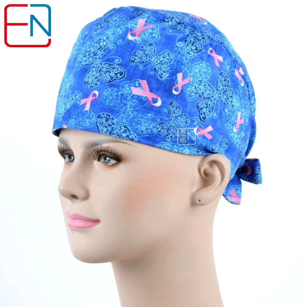 Hennar женские хлопковые хирургические шапки с голубым принтом больничные медицинские шапочки высококачественные маски хлопок доктора рабочие шапки маски для женщин