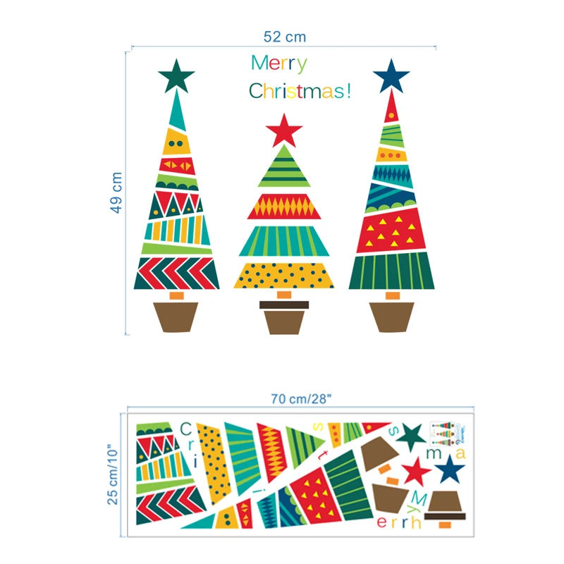 Мультяшная Рождественская елка, подарки, наклейки на стену для детской комнаты, окно магазина, домашний декор, новогодняя роспись, художественные наклейки на стены из ПВХ