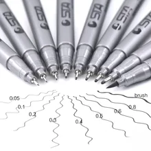9 шт различных размеров для пигментных вкладышей, треугольные ручки для карандашей, эскизные ручки для рисования, 9 размеров, кисти, маркеры
