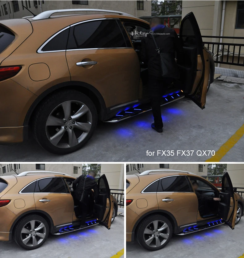 Подходит для INFINITI FX35 FX37 JX35 QX50 QX60 QX70 Беговая доска ступня nerf бар, "Топ Роскошный", с "светодиодный светильник", загрузка 300 кг