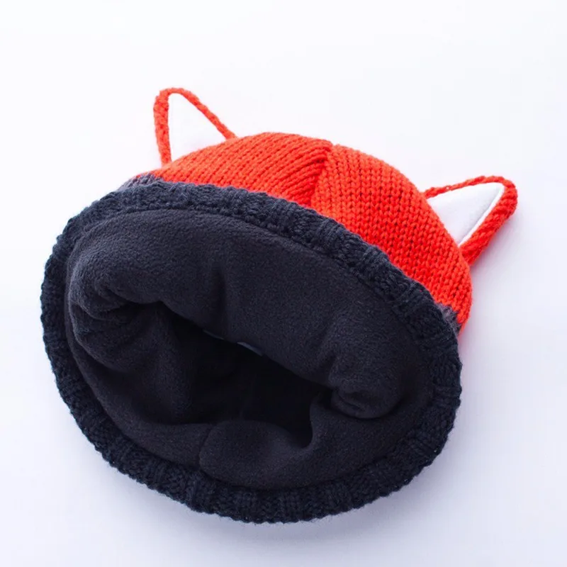 Fox Baby Hats Cartoon Toddler Beanies Crochet Unisex Bonnet Autumn Boy Warm Caps Winter Knitted Girl Headwear Kid Hat Red Cute (17)