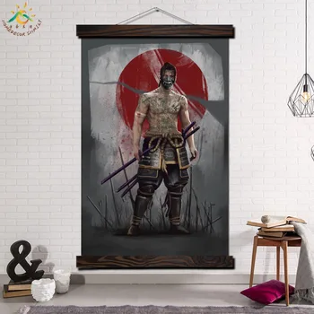 

Wall Art Decor Posters and Prints Scroll Canvas Painting with Frame Japan Samurai Modern Art Home Decor for Living Room