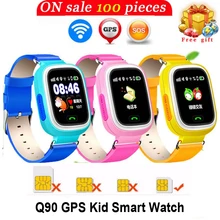 Лучшие Smarcent Q90 WI-FI GPS телефон позиционирования Дети Детские смартфон смотреть 1.22 дюймов Сенсорный экран WI-FI SOS Смарт-часы Часы