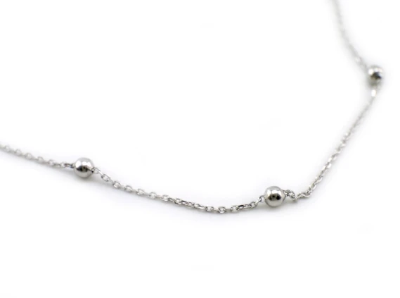 925 Sterling Silver Beads Beaded Choker Short Necklace Jewelry A2430 - Окраска металла: Silver