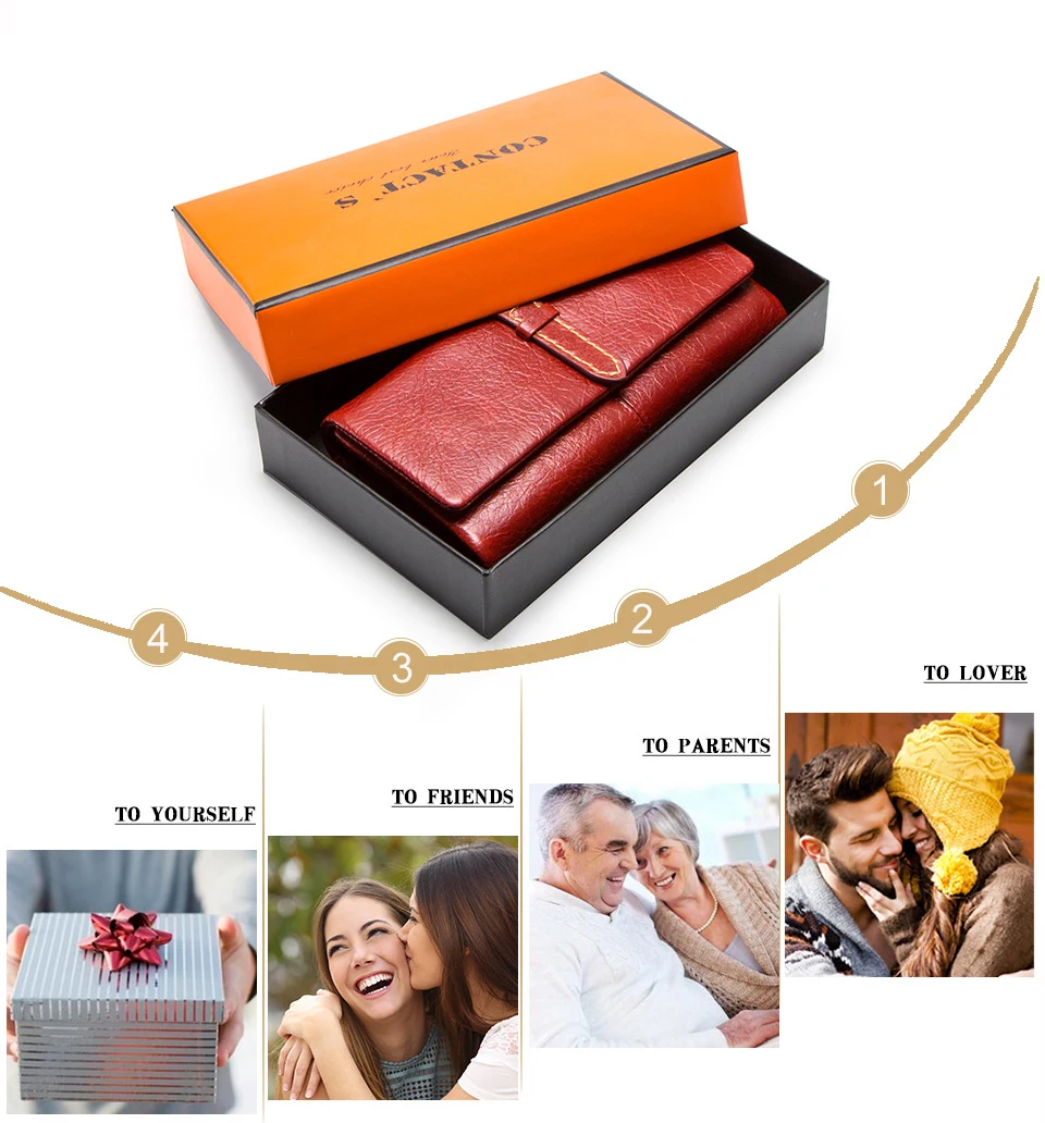 genuíno carteiras longas para senhoras zíper bolsa