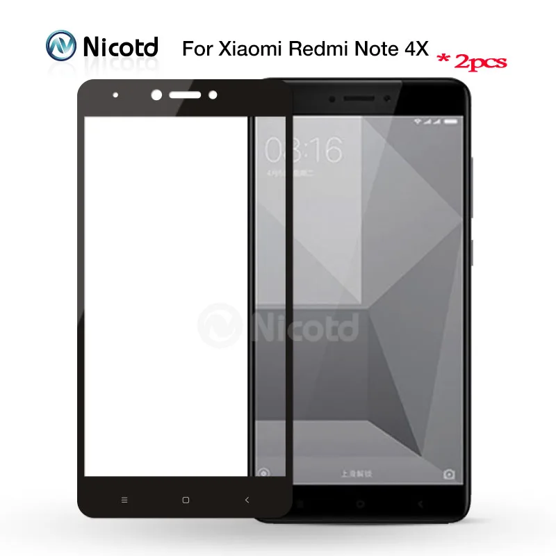 2.5D полноэкранное закаленное стекло Nicotd 2 шт. для Redmi Note 4 глобальная версия