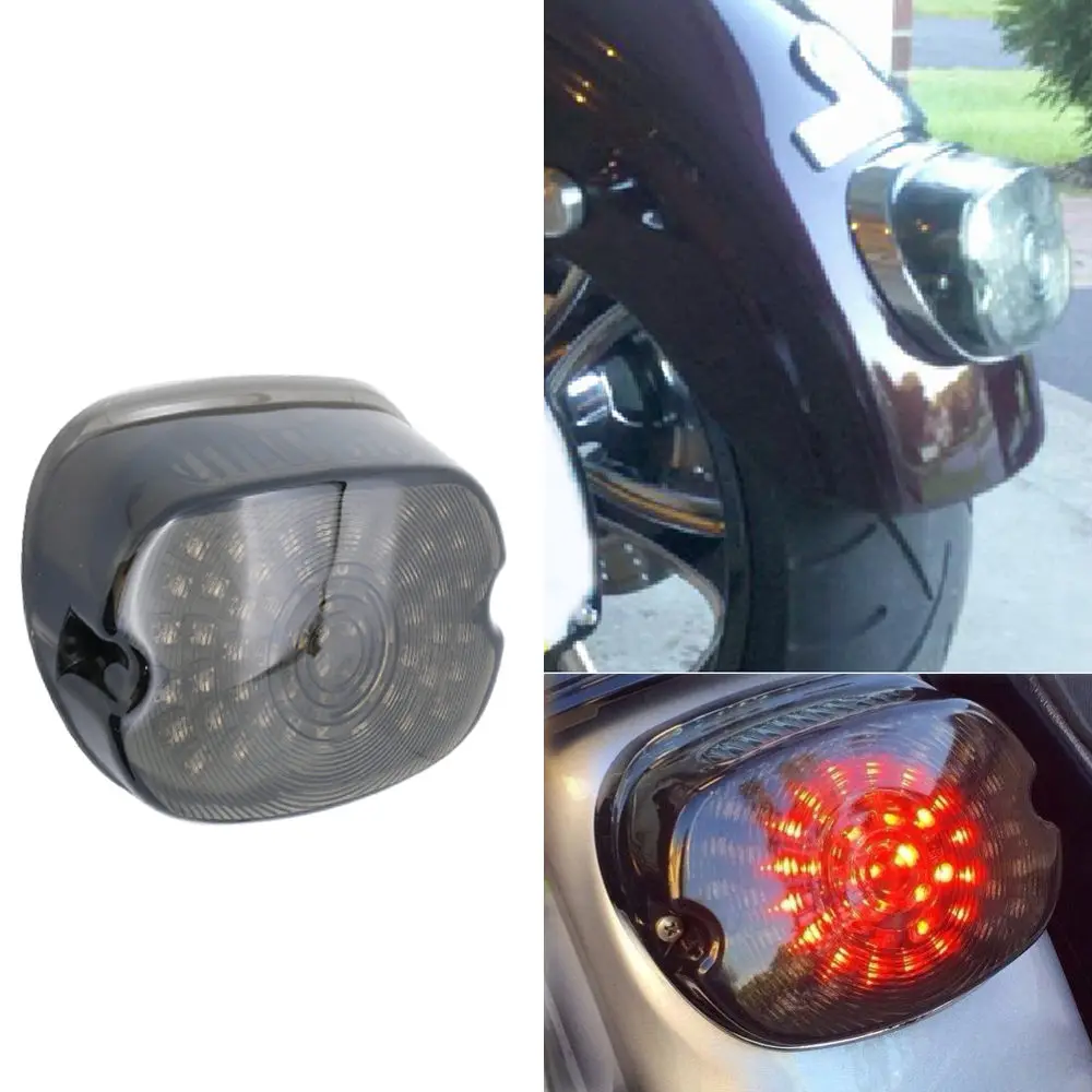 Мотоцикл задний светильник черный светодиодный задние лампы светильник стоп светильник Moto поворотники для Harley Dyna супер Glide