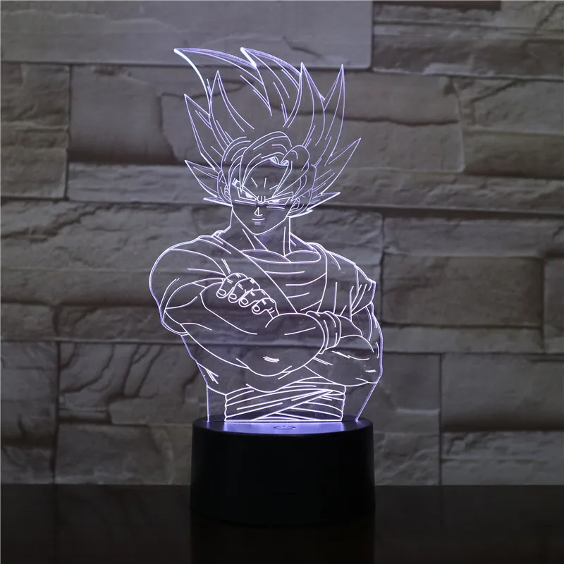 Фигурка "Dragon Ball" атмосферная настольная лампа Lampara Супер Saiyan Goku Usb 3d светодиодный ночник прикроватный сенсорный Сенсор освещение лампа