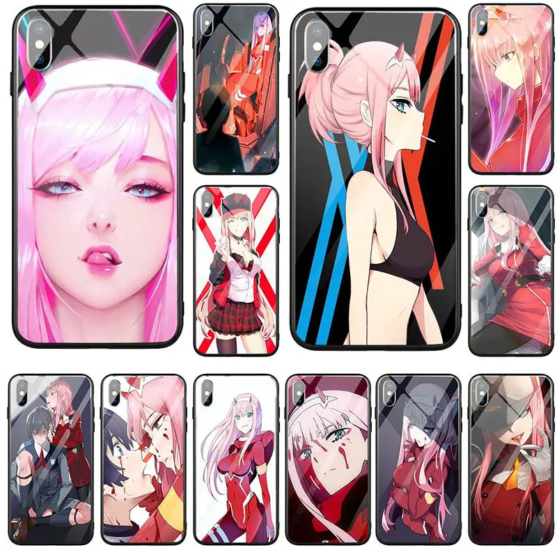 

Darling in the FranXX For iPhone 5 5S SE 7 6S 6 8 Plus X XR XS Max Coque Fundas Shell Tempered Glass Mobile Phone Case Cover
