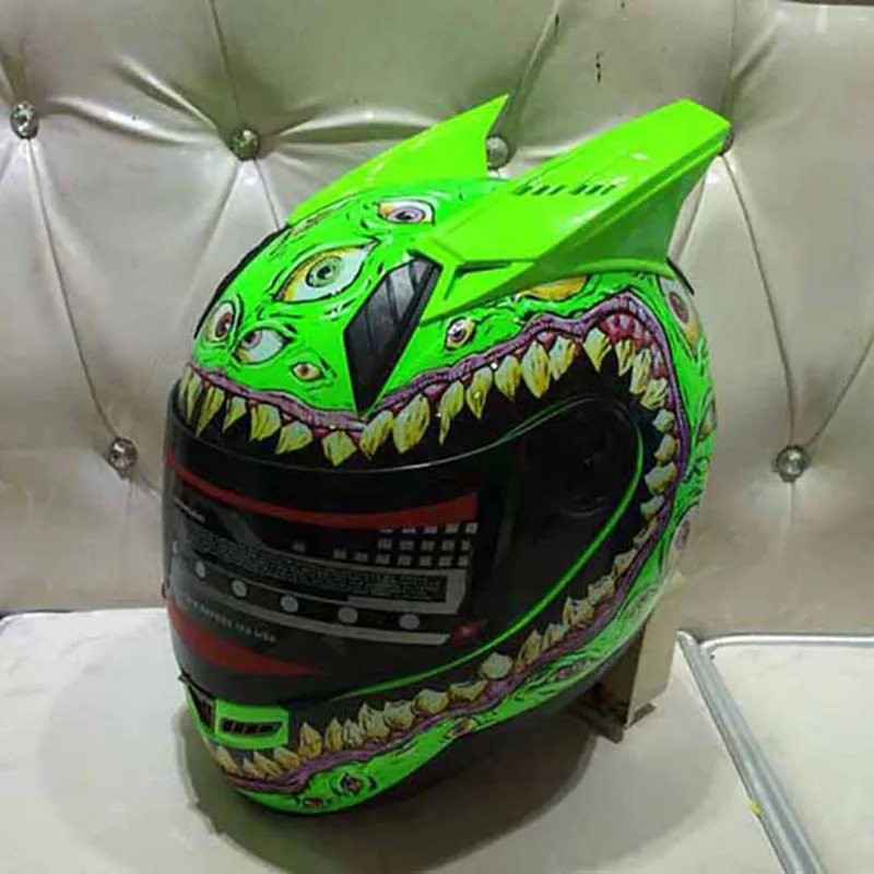 

New Malushun DOT Full Face Motorcycle Helmet vintage Green terror capacete motorcycles motorbike helmet