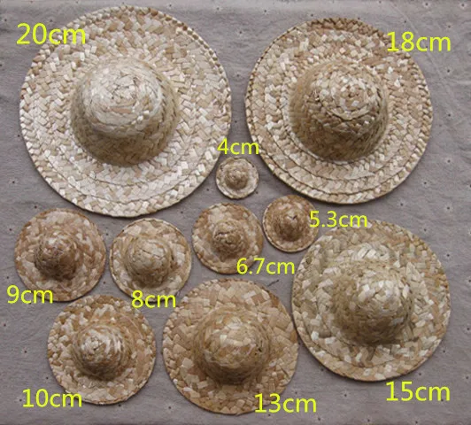 5 rebanadas de mano tejer sombrero de paja mini muñecas sombrero ornament pequeñas sombrero de paja