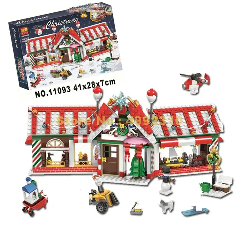 

11093 492pcs christmas advent calendar festival santa claus house bela building block 4 figures Bricks Toy
