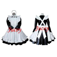 Envío gratis sexy dress sissy maid pvc con cierre uniforme cosplay traje hecho a medida