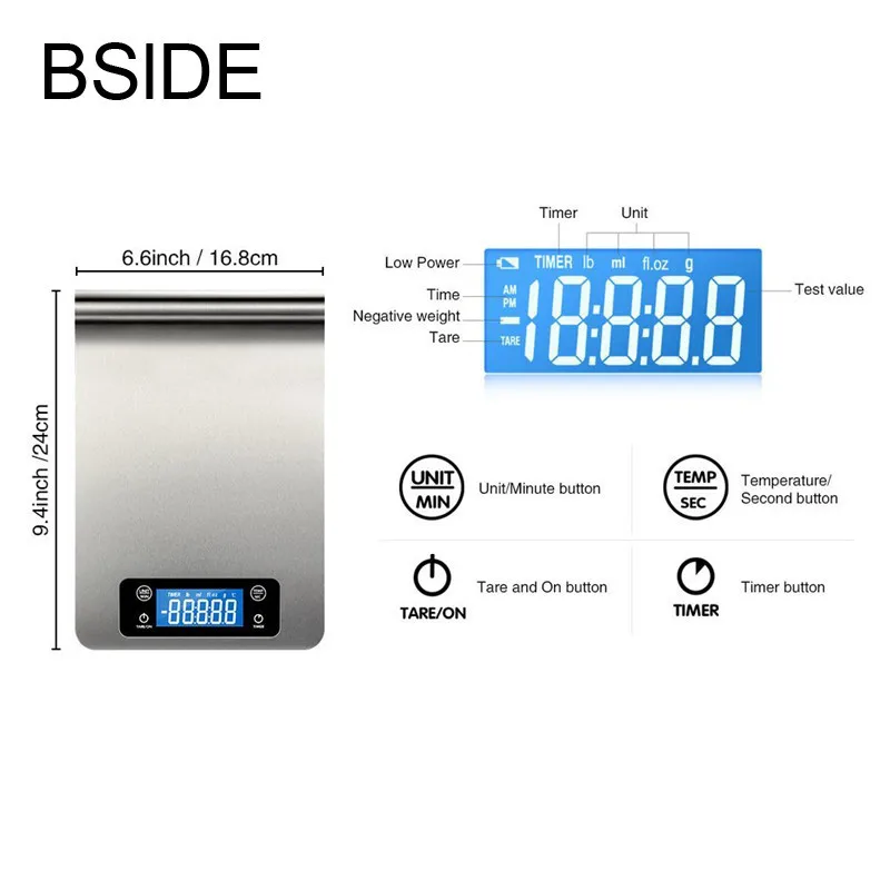 

5kg/1g Home Hanging Stainless Steel Kitchen Scale Smart High-precision Electronic Scale Multi-functional Food Gram Scale