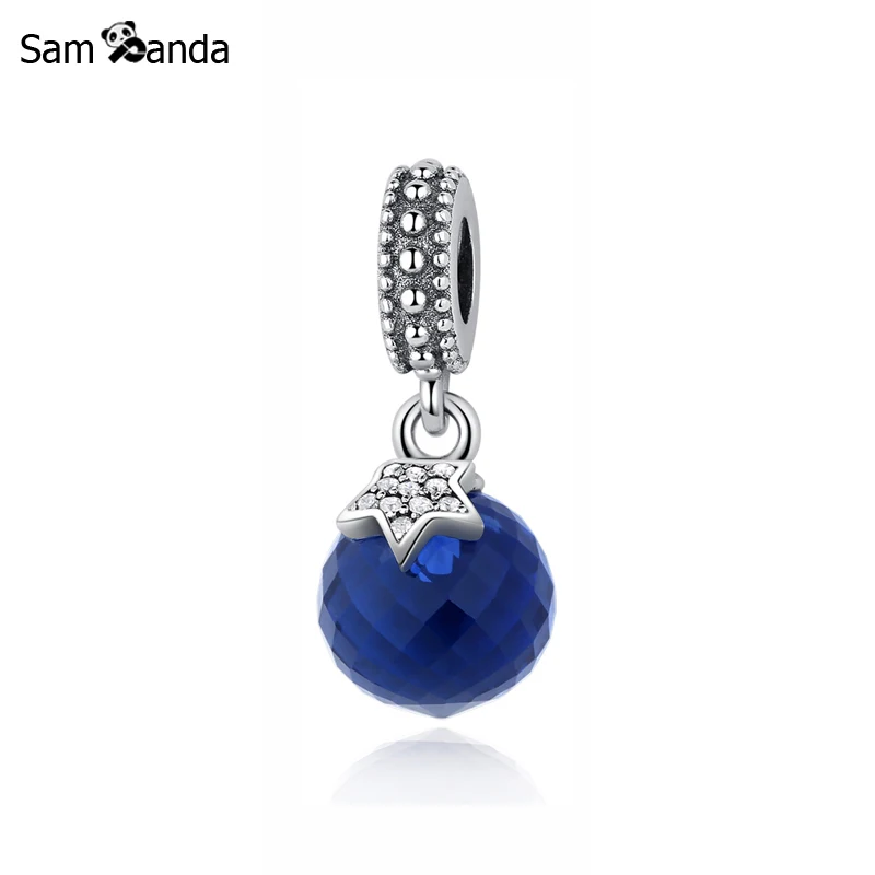 

Original 100% 925 Sterling Silver Charm Bead Midnight Blue Moon & Star Pendant Charms Fit Pandora Bracelets Women DIY Jewelry
