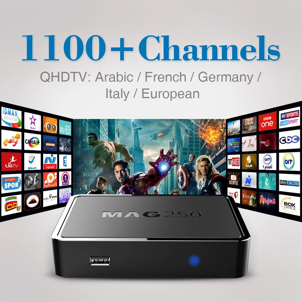 Top Quality IPTV Set Top BOX MAG 250 With 1100 Live TV Channels IPTV 