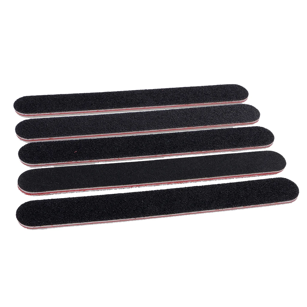 5 Pieces Professional 100/180 Grit Straight Black Pro Double Sided Manicure Nail Emery Boards Nail Polish Care Tools