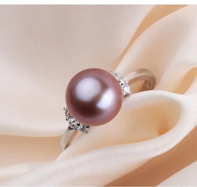 Real Freshwater Pearl Ring For Women,925 Silver Wedding Ring Natural Pearl Jewelry Daughter Girl Gift