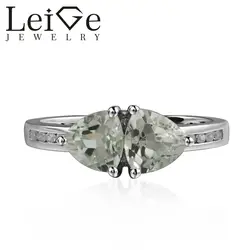 925 серебряные Настоящее зеленый аметист кольцо трлн. двойной зеленый камень-драгоценный камень Обручальные кольца для Для женщин подарок