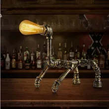 Металлическая водопроводная труба Лофт Industrail старинная настольная лампа простая Новинка Настольная лампа для кафе кабинет бар свет Luminaria De Mesa