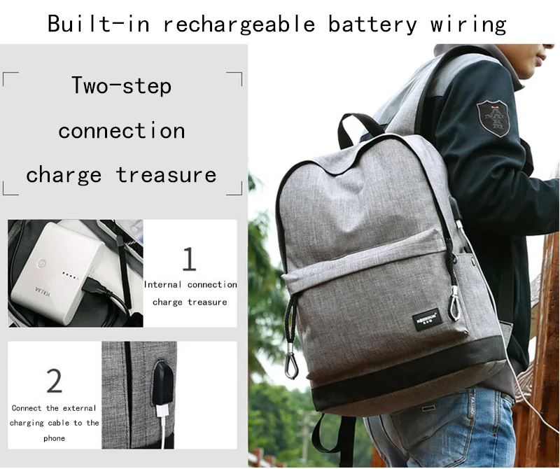 Waterproof Backpack USB 15.6 Inch Laptop Bag Men Women Large Capacity Black Grey Backpacks School Bags Mochila Masculina BP0148 (3)
