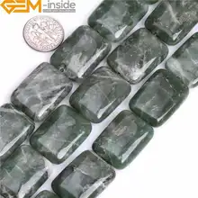 Прямоугольник натуральный зеленый африканский Нефритовый камень драгоценный камень полудрагоценные бусины Свободные бусины для изготовления ювелирных изделий 15 дюймов