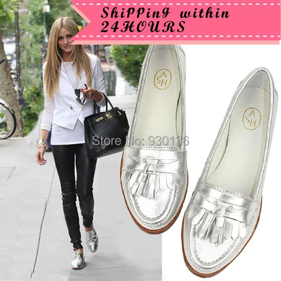 Shipping within 24HOURS Fashion Women's Flats Metallic Silver Round Toe