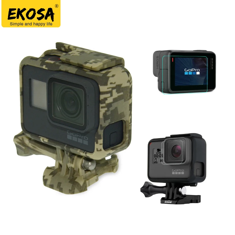 

EKOSA Protection Case For Gopro Hero 5 6 Go Pro 5 6 Camouflage Skeletons Frames Hard Bag With Protect Film For Gopro Accessories