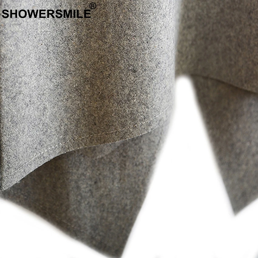 SHOWERSMILE Slim Fit Wool Vest For Women Autumn Open Front Grey Sleeveless Waistcoat Female Jacket Long Casual Blazer