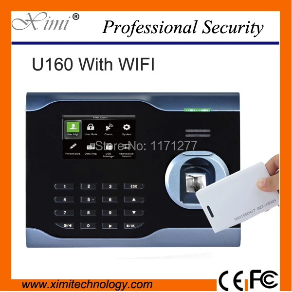 

WIFI fingerprint time attendance clock with ID card TCP/IP Color TFT screen popular in factory office hotel