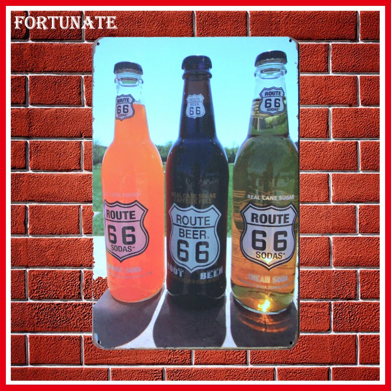 Hot 66 Route Drink And Beer Sign Metal Signs Home Decor Vintage Tin Signs Pub Vintage Decorative Plates Metal Wall Art Plaques