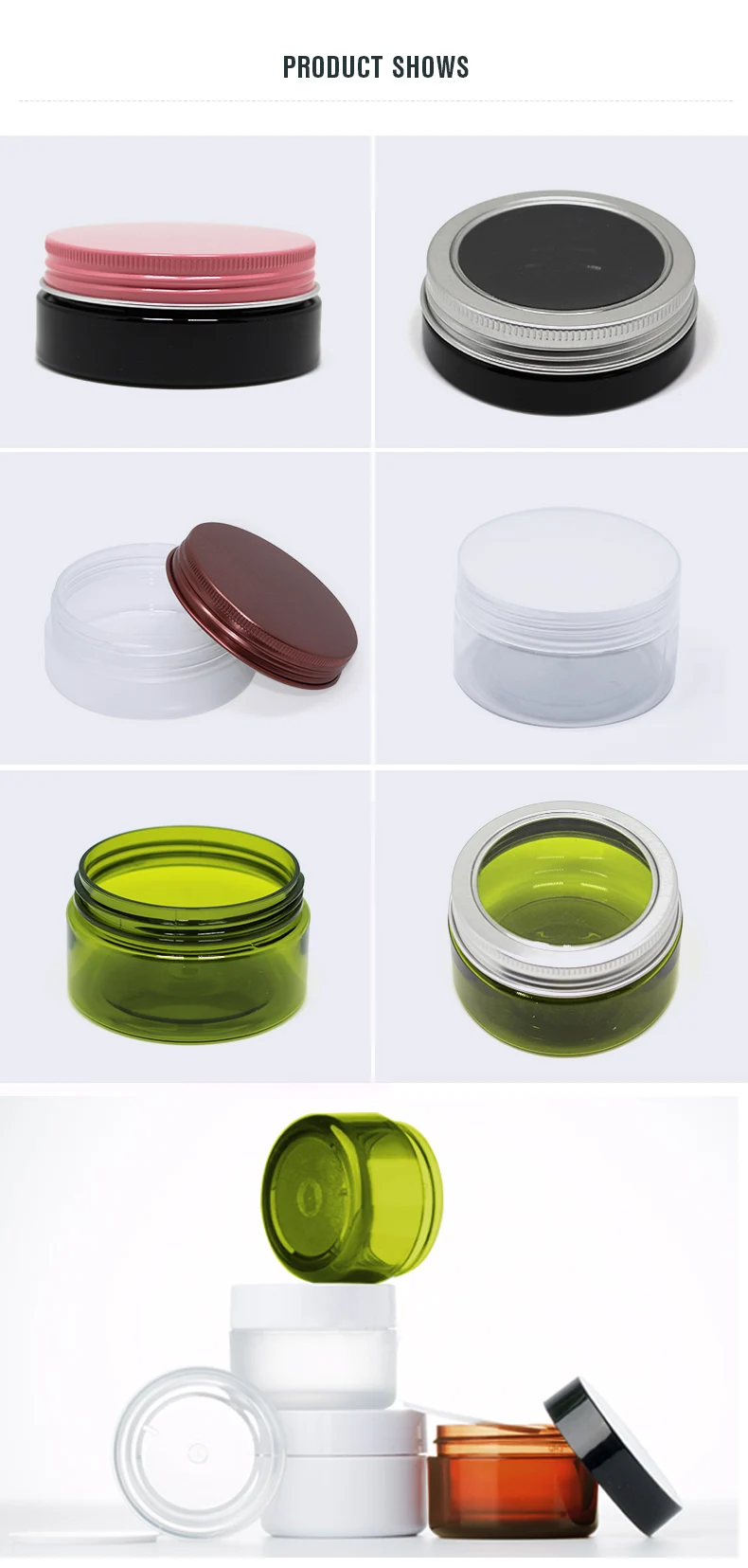 30 г 50 100 черный пластиковый косметический контейнер Cream Jar, Пустой Крем в пластиковой баночке повторное использование контейнер с крышками