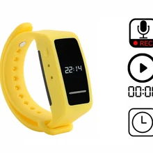 Браслет цифровые диктофоны, Активированный Браслет, шумоподавление аудио рекордер+ воспроизведение встроенный динамик(желтый
