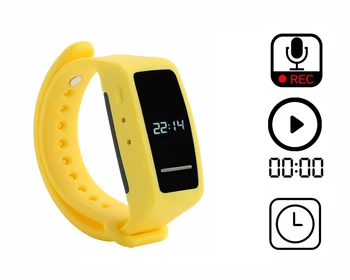 

Bracelet Digital Voice Recorders,Wristband Activated,Noise Cancelling Audio Recorder + Playback Built-in Speaker(Yellow)