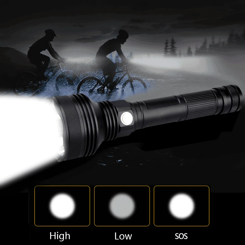 

3 mode White light XHP50 LED flashlight torch tactical hunting flashlight for 26650 (Battery not included)