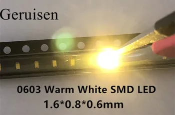 

0603 Warm white Ultra Bright SMD SMT LED light-emitting diodes High quality New 1.6*0.8*0.6MM 2800-3500K 500PCS