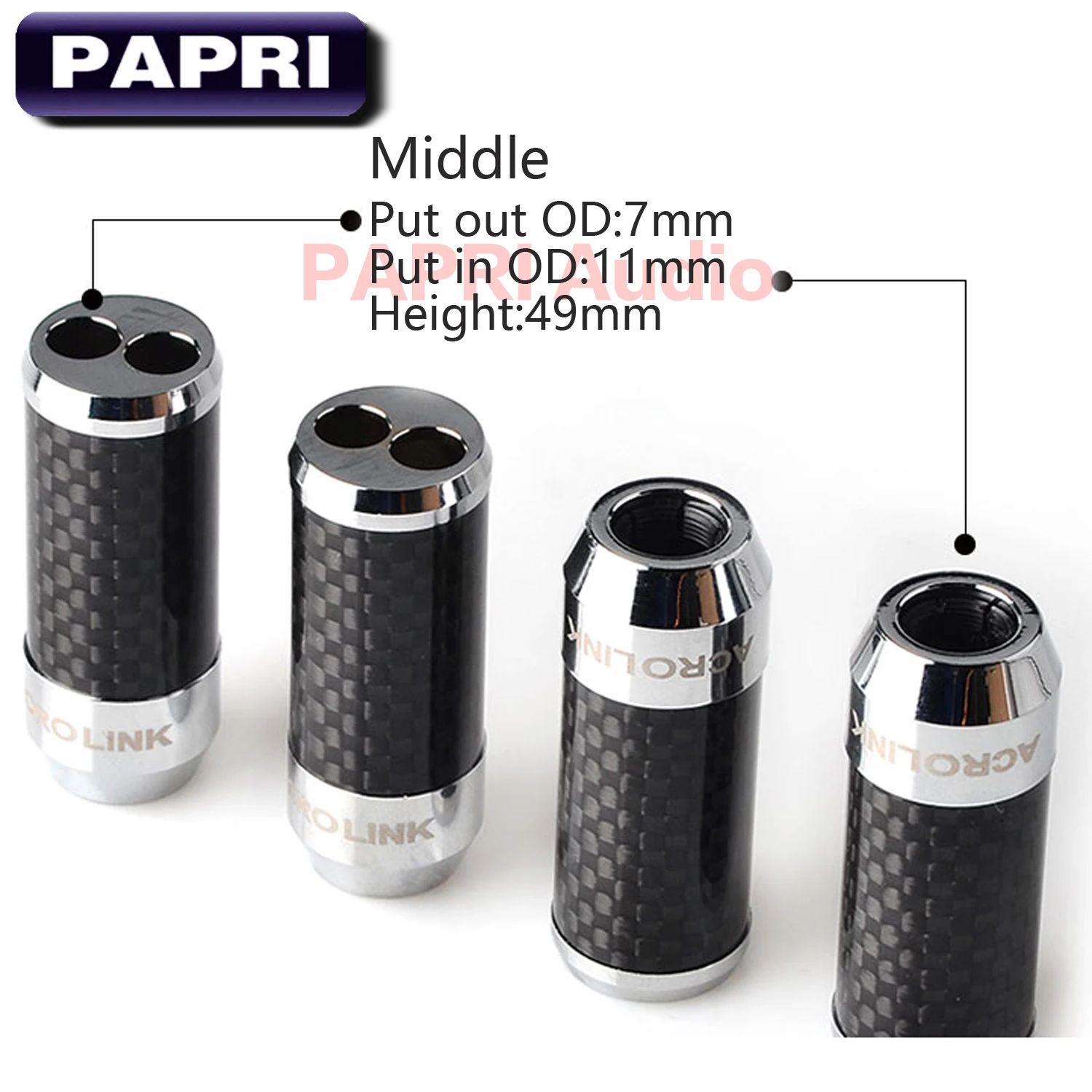 PAPRI 1 hole to 2 holes adapter speaker Wire Upgrade Headphone Cable Splitter One Carbon Fiber Rhodium Plated Cable Pants 1PCS