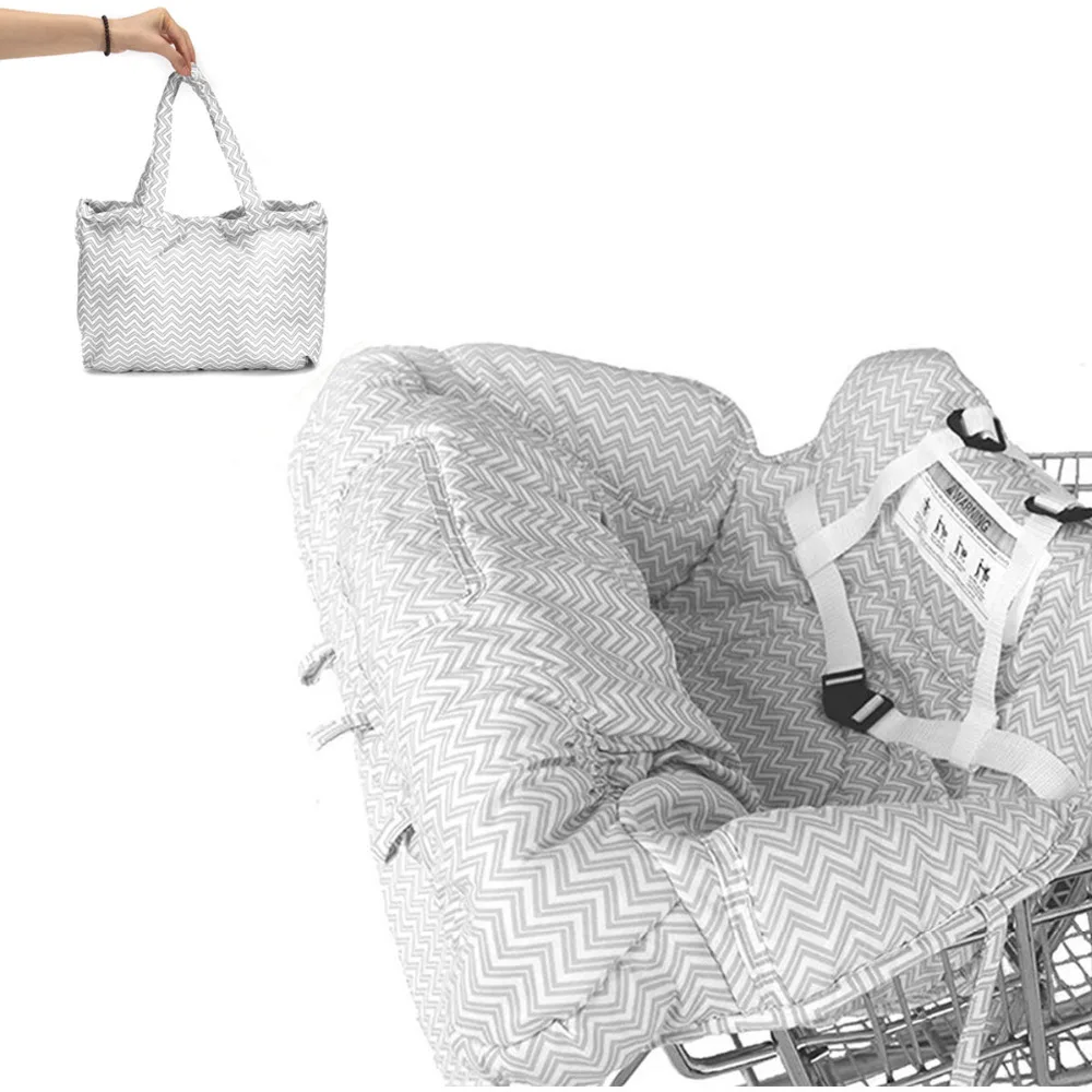 

Gray Portable Baby Shopping Cart Cover Pad Safety Soft Comfortable High Chair Seat Pad Cover Foldable