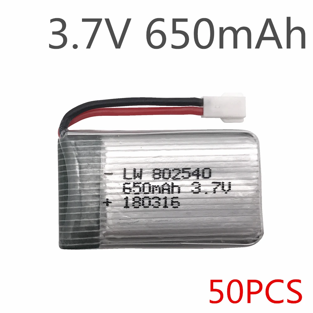 50Pcs 3.7V 650Mah Li-Po Batteria Per Syma X5C-1 X5C X5 X5Sc X5Sw X6Sw H9D H5C Rc Drone Parti