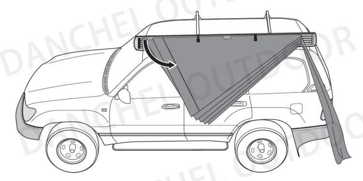 D& R Веерообразный боковой автомобильный тент 270 градусов радиус диаметр 2 м 2,5 м, цвет khkai и серый на выбор