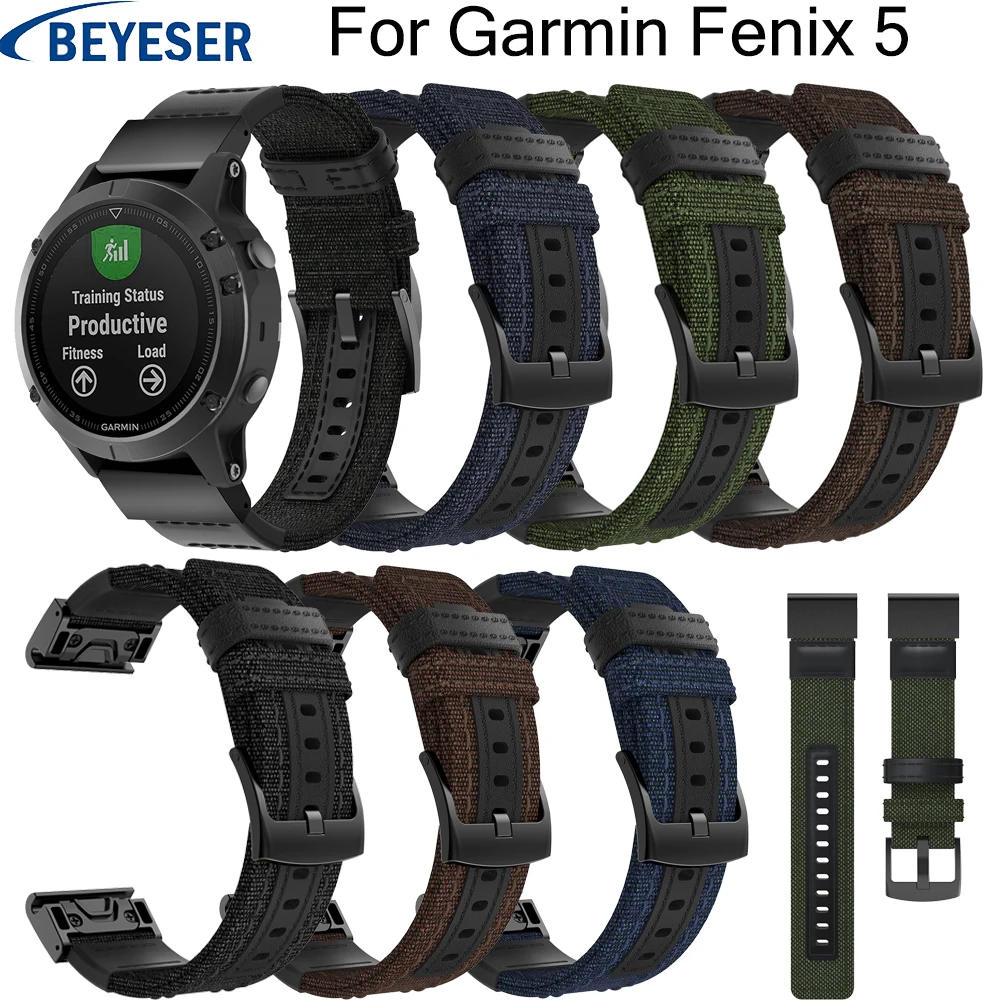 

Nylon Watchband 22mm for Garmin Fenix 5/5Plus smart watch Quick Release Band Canvas Wrist strap For Garmin Quatix 5 bracelet