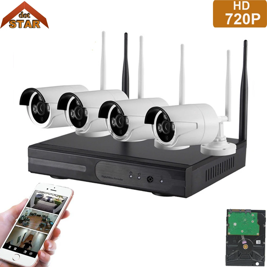 

Stardot 4CH Wireless CCTV System HD 720P NVR kit Outdoor IR Night IP Camera wifi Camera Security System Surveillance Kit