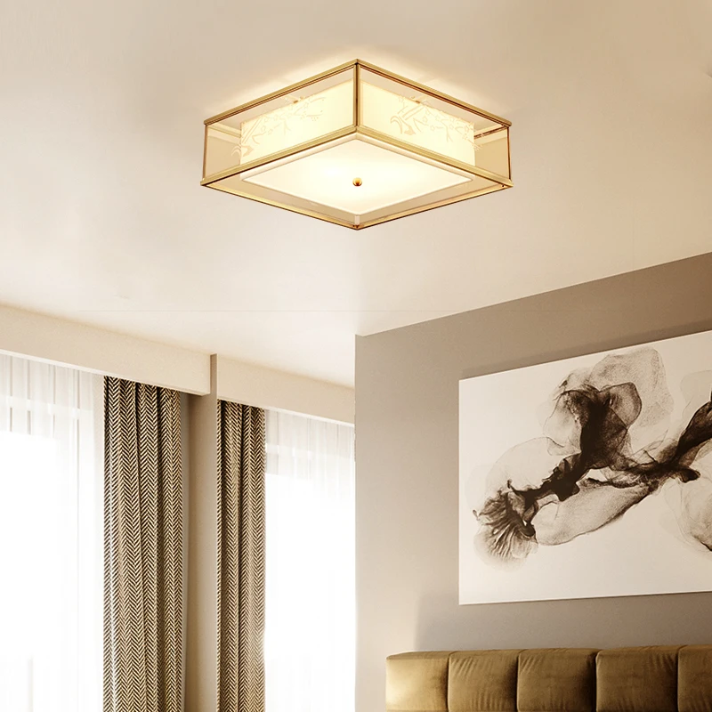 Латунная люстра потолочная в спальню Потолочный светильник для гостиной Потолочные светильники на кухню светодиодные люстры для спальни стеклянное освещение в интерьере латунная лампа для кухни led лампа в коридор