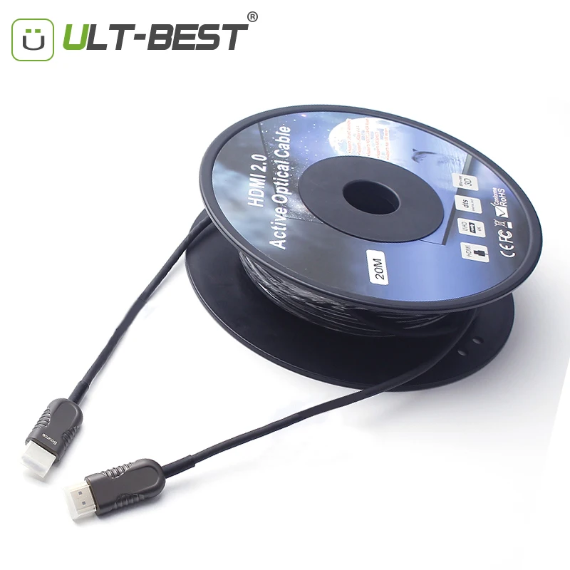 

ULT-BEST HDMI 2.0 Optical Fiber Cable Active Light High Speed Ultra HD 4K60Hz HDMI2.0 Subsampling 4:4:4/4:2:2/4:2:0 50m 80m 100m