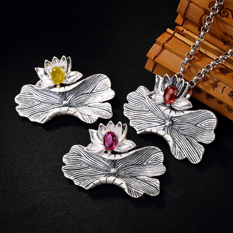 

925 Sterling Silver Plum Flower Chalcedony Diy Pendant Charms 925 Costume Jewelry Fit Pendant Necklace Suspension HP024