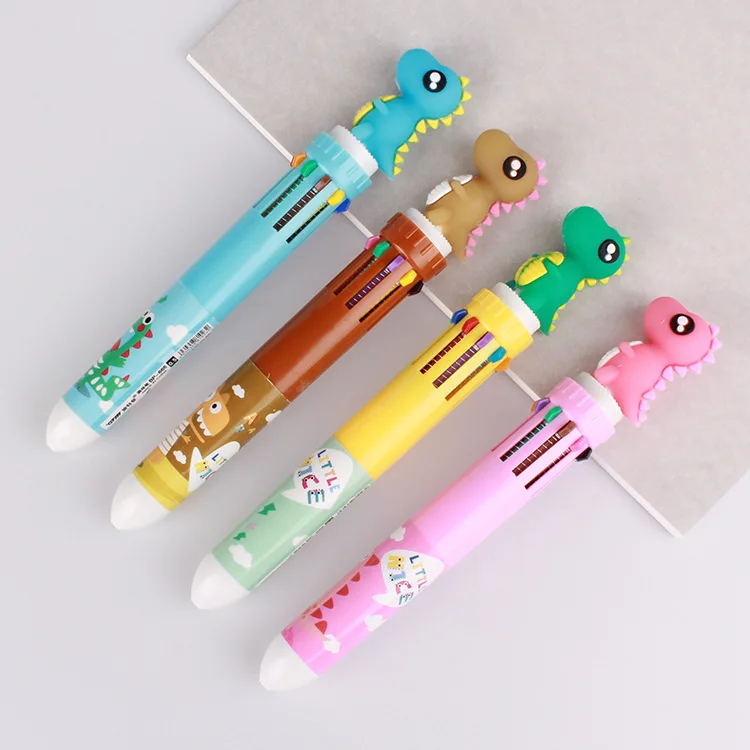 

30pcs Korean Cartoon Dinosaur silicone polychromatic hand Pen Color Pen signature Ball Pen hl12
