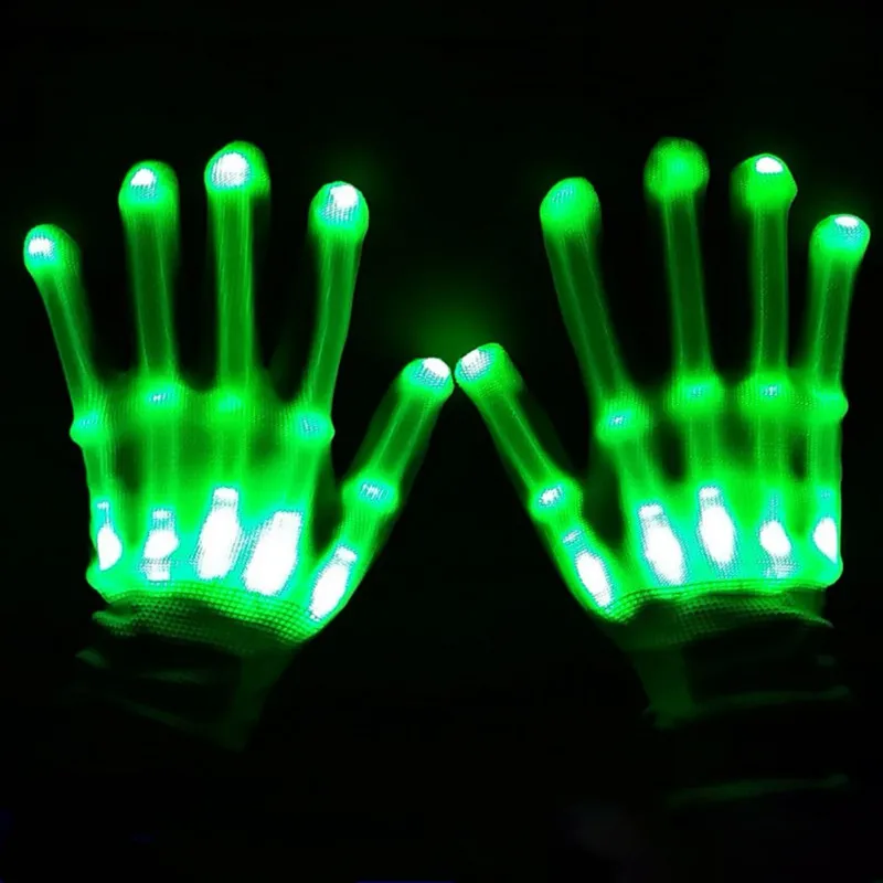 Светодиодные перчатки мигает палец светящиеся перчатки на Рождество танцы KTV бар вечерние Fun Dropshipping файл CSV принять - Цвет: Зеленый